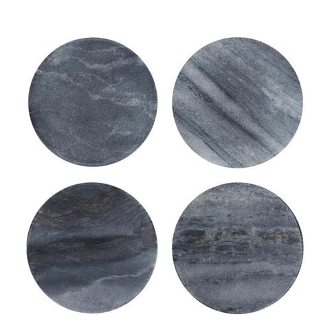 Florabelle - Graze Round Marble Coaster Set Grey 4pce