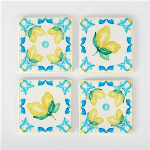 Florabelle - La Dolce Vita  Set of 4 Coasters Lemon