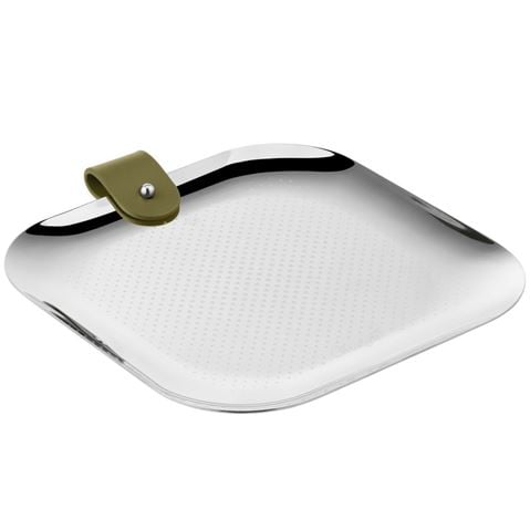 Christofle - Club Stainless Steel Trinket Tray Imperial Green 16cm