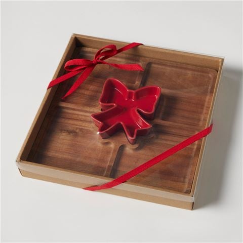 Christmas Bow Serving Board w/Condiment Bowl - Peter's of Kensington