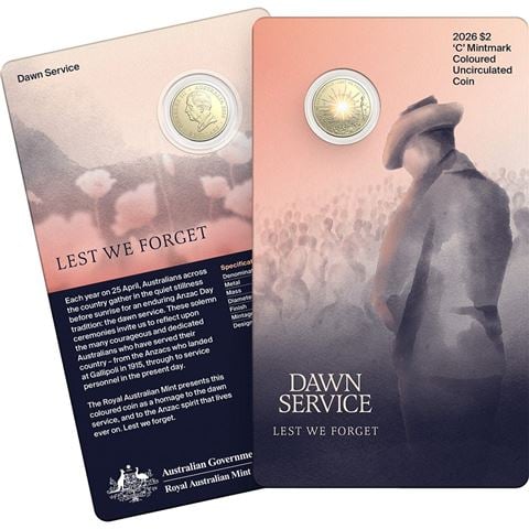 Royal Australian Mint - 2026 Dawn Service $2 'C' Mintmark Coloured Uncirculated Coin