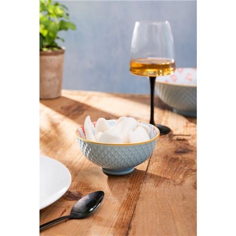 Mikasa Blue Mosaic Stoneware Nibble Bowl 250ml - Peter's of Kensington