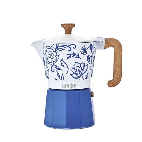 La Cafetiere - Venice Stovetop Espresso Blu Fiorato 6 Cup