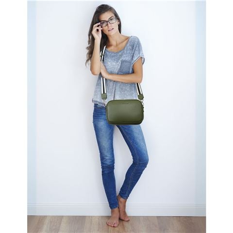 Serenade Leather - Ally Leather Bag w/Webbing Strap Olive