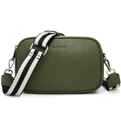 Serenade Leather - Ally Leather Bag w/Webbing Strap Olive