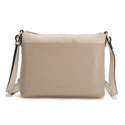 Serenade Leather - Francis Leather Xbody Bag w/RFID Compartment Putty/Ivory