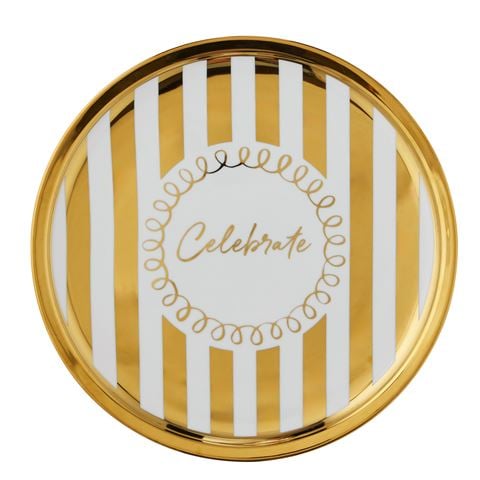 Coast To Coast - Striped Ceramic Platter Gold 33cm