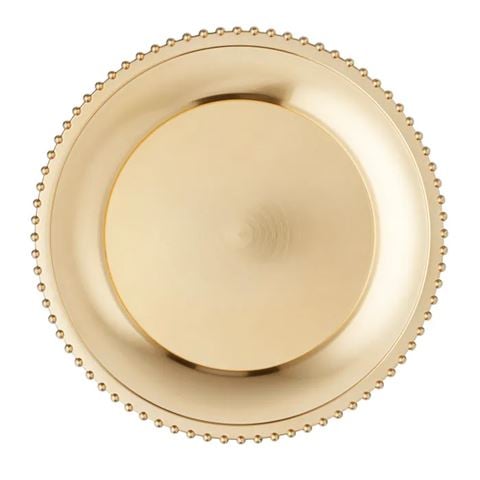 Christmas - Beaded Charger Plate Acrylic 33cm Gold