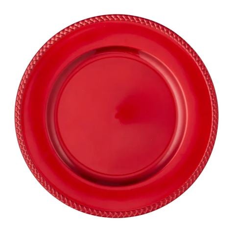 Christmas - Braided Edge Charger Plate Acrylic 33cm Red