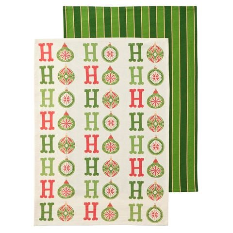 Coast To Coast - HoHoHo & Stripe Cotton Tea Towel Set 2pce