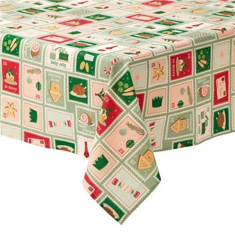 Coast To Coast Xmas Stamp Cotton Tablecloth 240cm - Peter's of Kensington