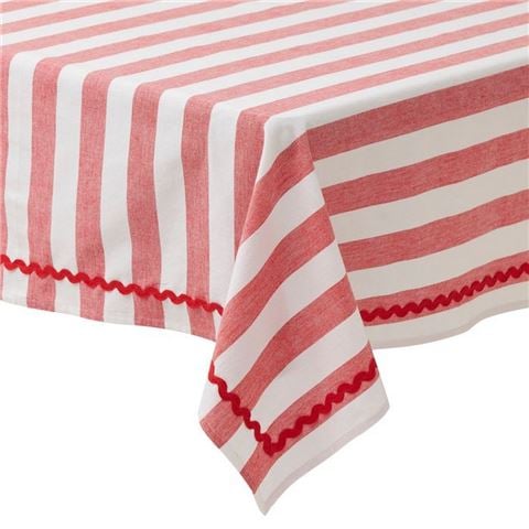 Coast To Coast - Wide Stripe Tablecloth Cotton Red/White 250x150cm