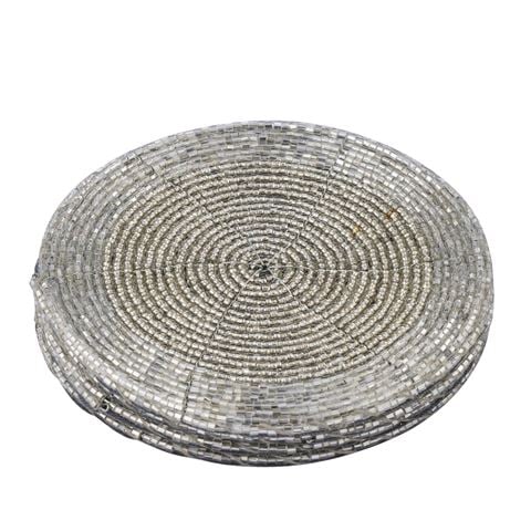 Coast To Coast - Glass Beaded Coaster Silver Set 4pce