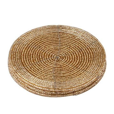 Coast To Coast - Glass Beaded Coaster Gold Set 4pce