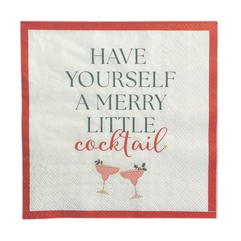 Christmas - Cocktail Saying 3Ply Napkin Set 20pce 33cm