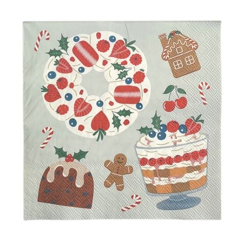 Christmas - Dessert 3Ply Napkin Set 20pce 33cm