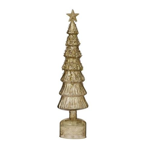 Christmas - LED Glass Tree w/Star Gold 43cm