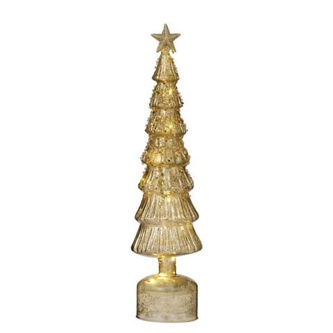 Christmas - LED Glass Tree w/Star Gold 43cm
