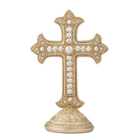 Christmas Cross w/Pearls Gold 16cm - Peter's of Kensington