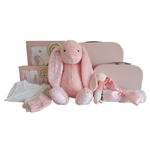 Boz Sweet Bunny in Suitcase Baby Hamper Pink - Peter's of Kensington