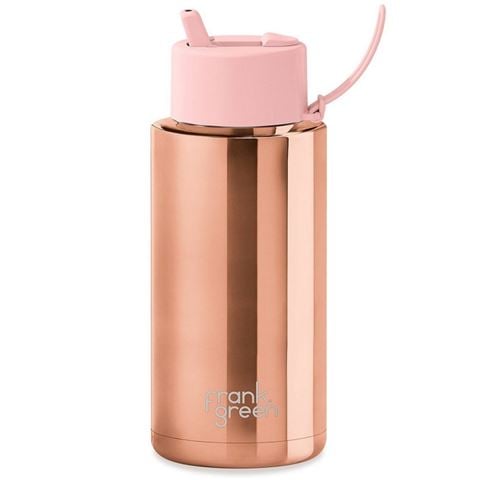 Frank Green - Ceramic Reusable Bottle Rose Gold w/Flip Straw Lid Blushed 1L
