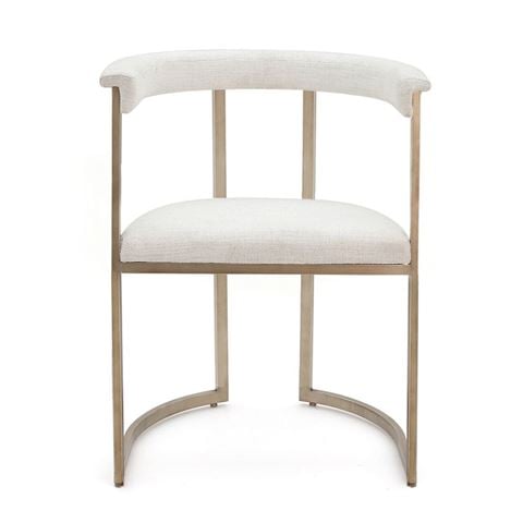 Cafe Lighting Dino Dining Chair Antique Brass Natural Linen - Peter's of Kensington