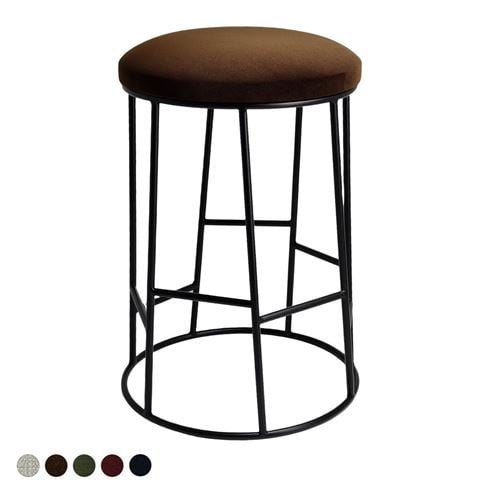 Cafe Lighting Aiden Black Steel Kitchen Stool Dark Chocolate - Peter's of Kensington