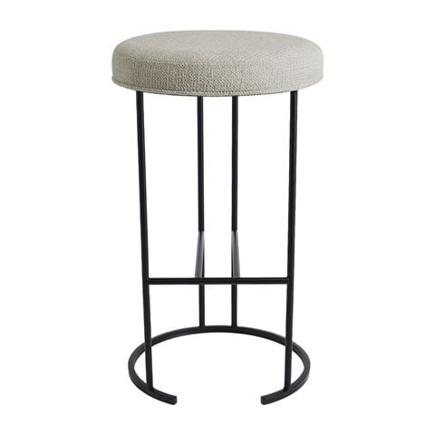 Cafe Lighting Blackley Black Iron Kitchen Stool Speckle Ecru Linen - Peter's of Kensington