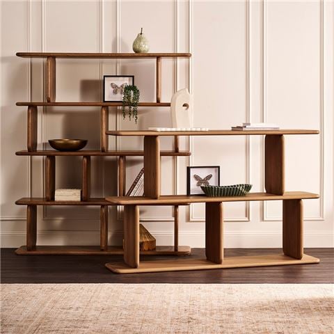 Cafe Lighting Tudor Oak Shelving Unit 4 Tier Walnut - Peter's of Kensington