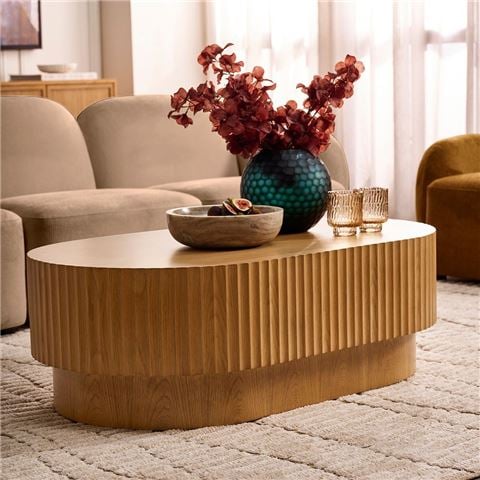 Cafe Lighting Avery Oval Coffee Table Natural Oak - Peter's of Kensington