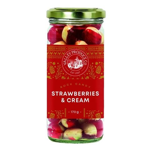 Valley Produce Company - Luxury Festive Rock Candy Strawberries & Cream 170g