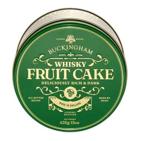 Buckingham Vintage Fruit Cake In Tin Whisky Fruit Cake 425g - Peter's of Kensington