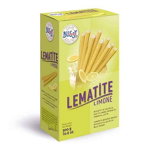 Bussy - 28 Lemon Rolled Wafer Biscuits w/Milk Cream 300g