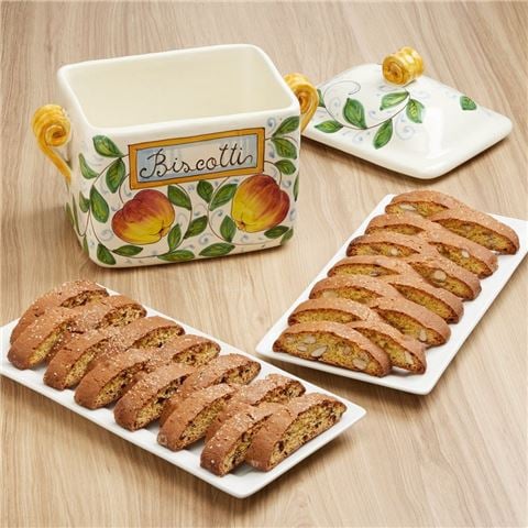 Belli - Soft Biscotti Almond/Cranberry in Hand Painted Ceramic Jar 500g