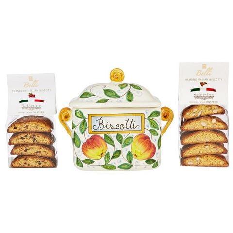 Belli - Soft Biscotti Almond/Cranberry in Hand Painted Ceramic Jar 500g