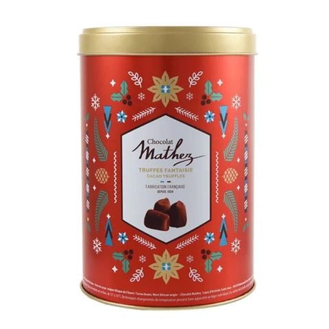 Mathez - 500g Truffles Natural Christmas Red Tin