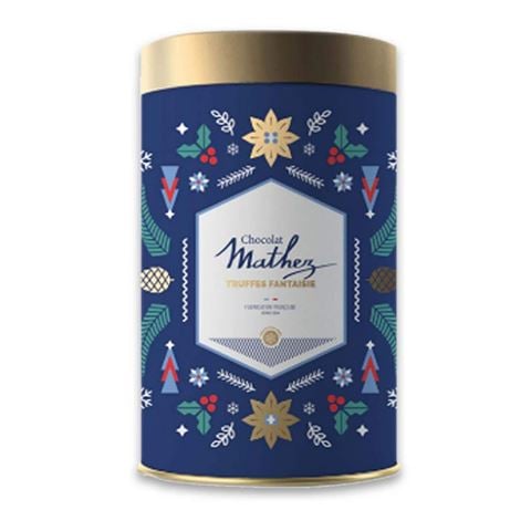 Mathez 500g Truffles Natural Christmas Blue Tin - Peter's of Kensington