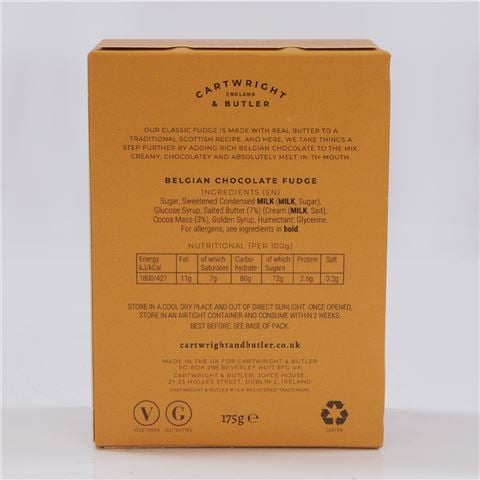 Cartwright & Butler - Belgian Chocolate Fudge 175g
