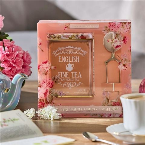 New English Teas Limited - Vintage Floral & Infuser English Breakfast Tea Gift Set 125g