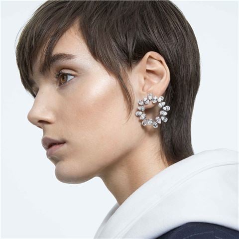 Swarovski Jewellery Matrix Hoop Earrings Pear Cut w/Rhodium Plate - Peter's of Kensington