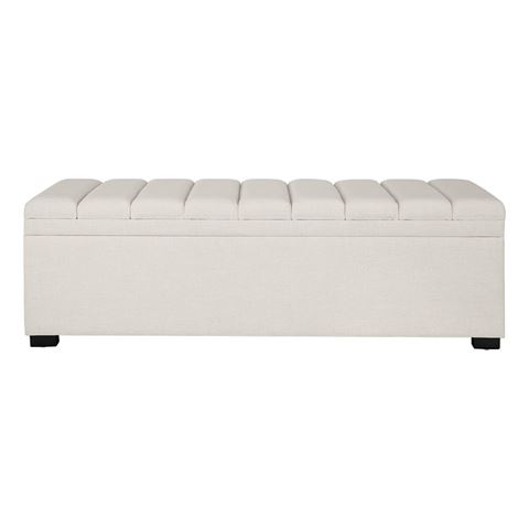 Cafe Lighting Soho Ottoman Storage Bench Ecru Linen - Peter's of Kensington