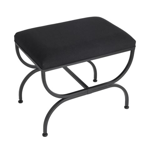 Cafe Lighting - Novak Black Iron Stool Black Linen