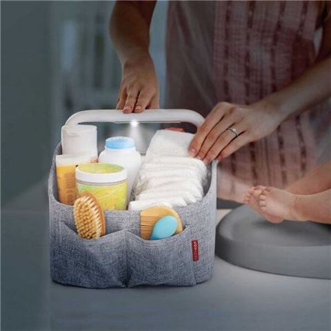 SkipHop - Light Up Nappy Caddy Heather Grey