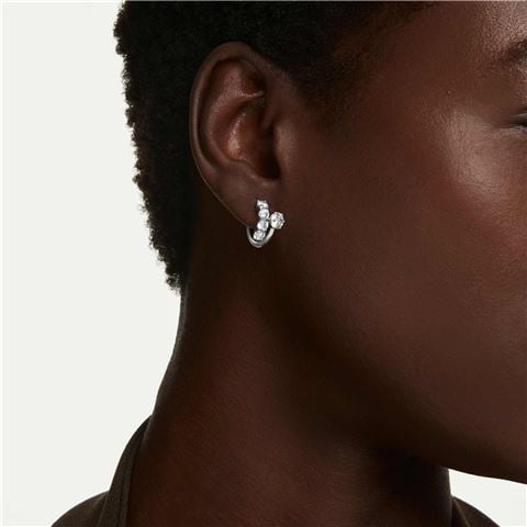 Swarovski Jewellery - Matrix Hoop Stud Earrings Round Cut Rhodium Plate
