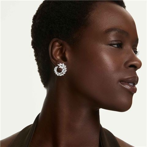 Swarovski Jewellery - Mesmera Hoop Stud Earrings Marquise Cut Rhodium Plate