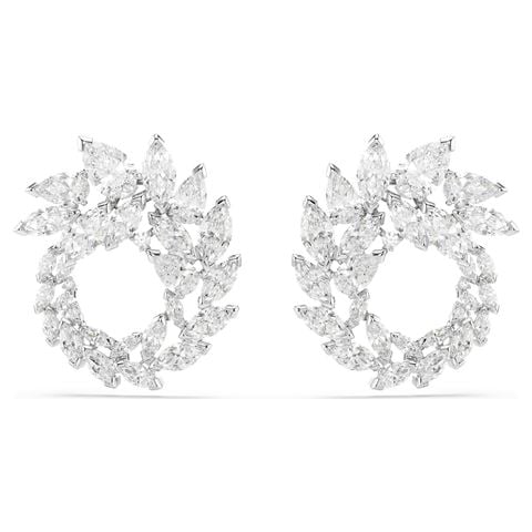 Swarovski Jewellery - Mesmera Hoop Stud Earrings Marquise Cut Rhodium Plate