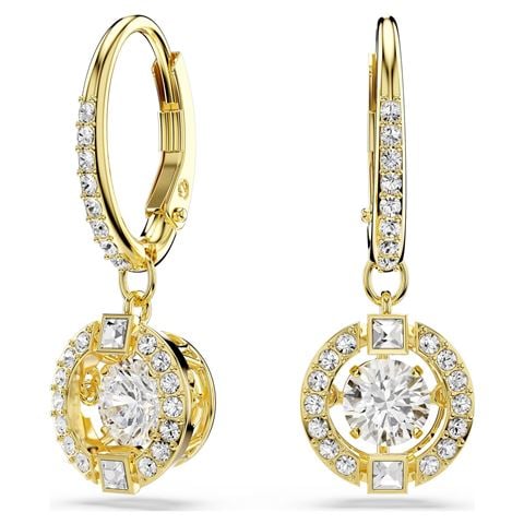 Swarovski Jewellery - Una Angelic Drop Stud Earrings Round Cut 18K Gold Plate