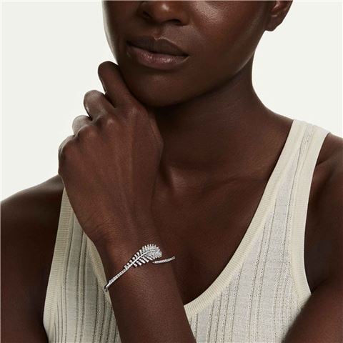 Swarovski Jewellery Vienna Bangle Mixed Cuts Feather Rhodium Plate - Peter's of Kensington