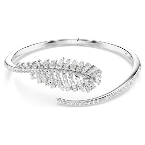 Swarovski Jewellery Vienna Bangle Mixed Cuts Feather Rhodium Plate - Peter's of Kensington