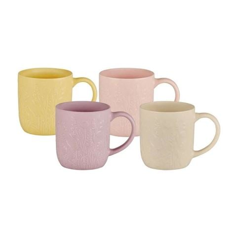 Bundanoon - Barrel Mug Embosed Florals Set 4pce 400ml